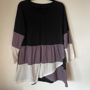 Diagonal Color Block Fashion Blouse